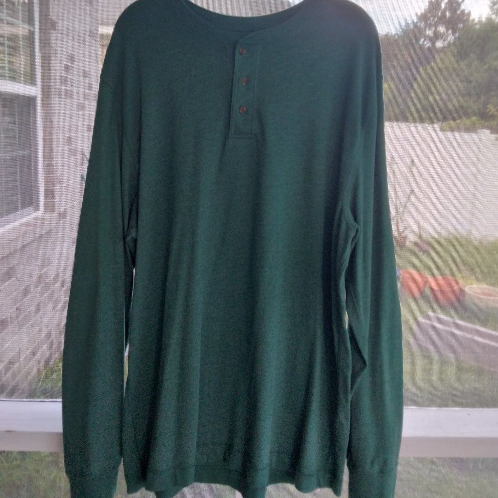 NWOT Men's Saddlebred Forest Green Long Sleeve Henley Style Shirt in Size Large